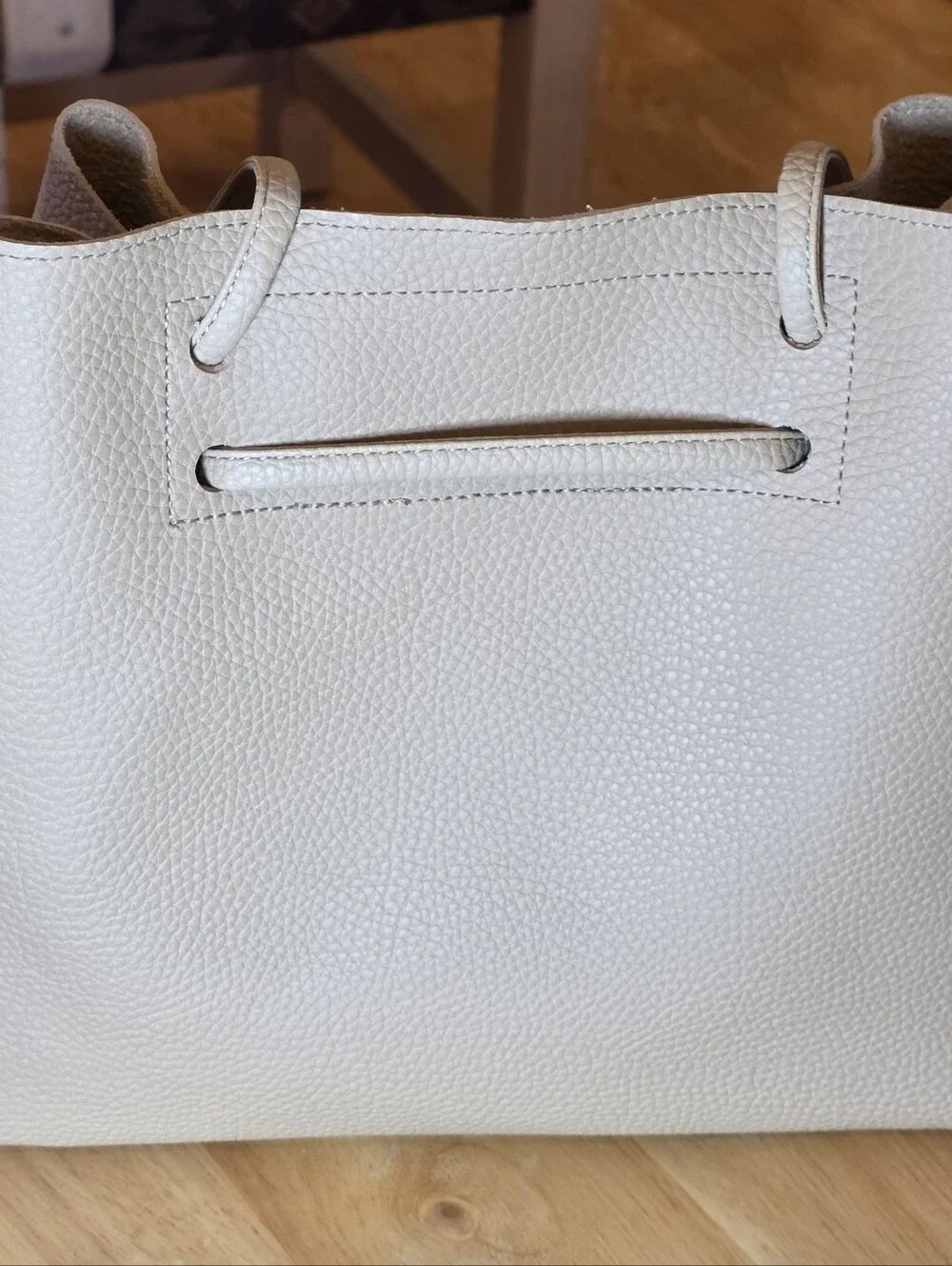 8 Other Reasons Taupe Premium Vegan Leather Bucket Tote Bag EUC